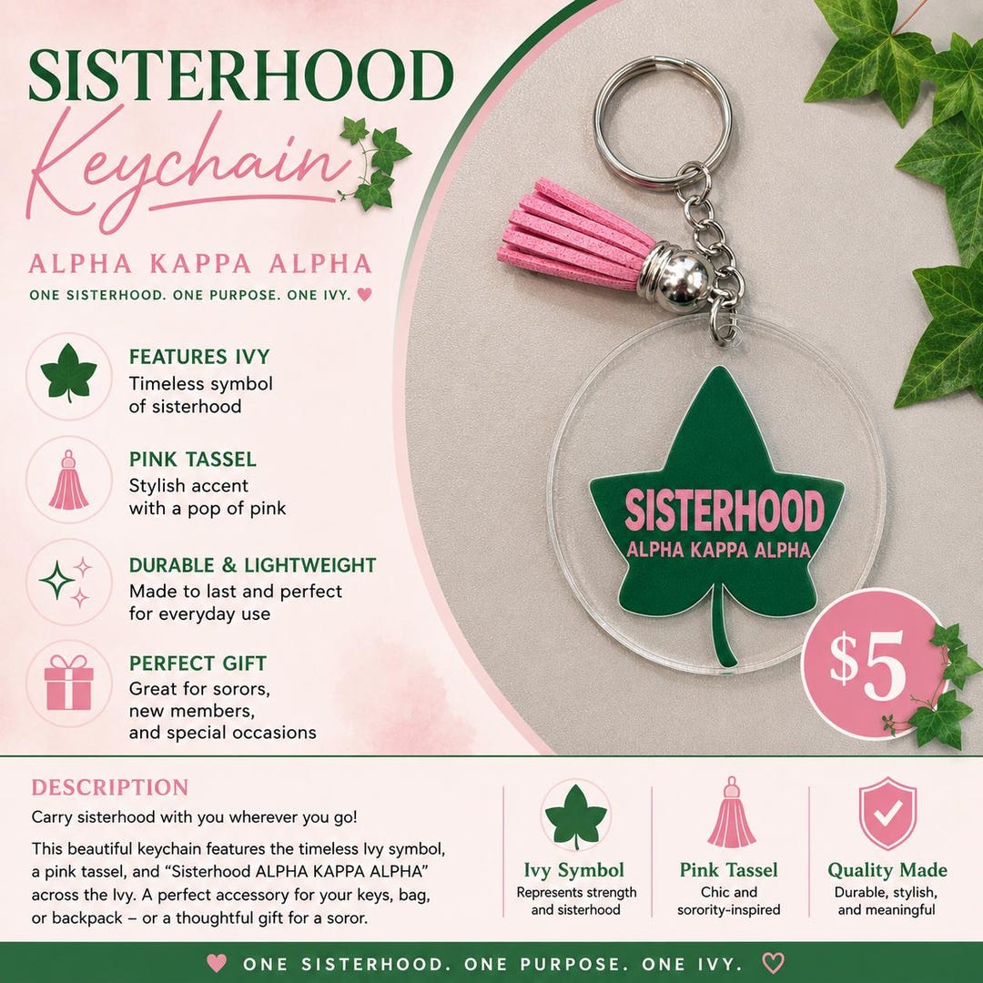 Alpha Kappa Alpha (AKA) Acrylic Keychain With Ivy Design - Etsy