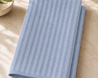 Blue Kitchen Towel Microfiber Dish Cloth Absorbent Tea Linen Quick Dry Fabric Modern Cleaning Textile Watercolor Stripe Design Contemporary