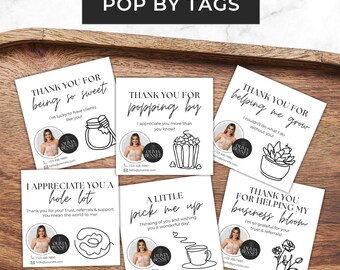Real Estate Pop By Tags Canva Template Bundle | 12 Client Appreciation Gift Tags | Editable Referral Marketing Tags, Open House Giveaway BH1