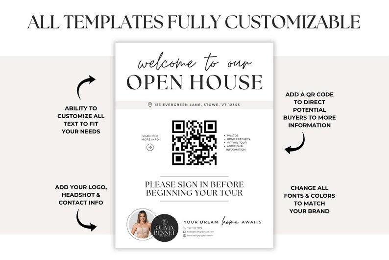 Pacote de Apresentação de Imóveis em Canva | Lista de Presença, Placa de Boas-Vindas com Código QR, Flyer do Imóvel e Formulário de Feedback | Kit de Marketing Imobiliário BH1 imagem 11