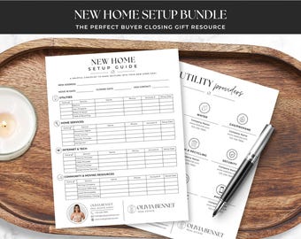 New Home Setup Bundle Canva Template | Utility Providers Sheet & Home Setup Guide | Real Estate Buyer Closing Gift, Fully Editable BH1