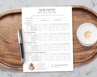 New Home Setup Guide Canva Template | Utility Providers List | Buyer Closing Gift | Real Estate Client Resource | New Home Checklist BH1