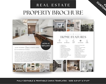 Real Estate Brochure Editable Canva Template, Property Marketing Tool, Luxury Listing, Open House Flyer, Investor & Agent Presentation BH1