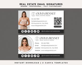 Real Estate Email Signature Canva Template, Professional Agent Signature, Gmail Outlook Signature BH1