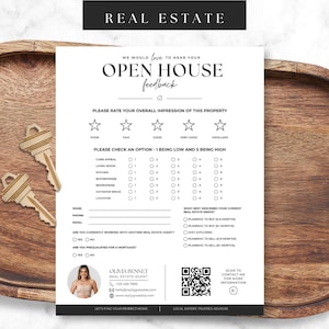 Plantilla de Canva para formulario de comentarios sobre jornadas de puertas abiertas, hoja de comentarios inmobiliarios, cuestionario para jornadas de puertas abiertas, formulario de captura de clientes potenciales con código QR BH1