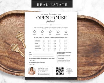 Open House Feedback Form Canva Template, Real Estate Feedback Sheet, Open House Questionnaire, QR Code Lead Capture Form BH1