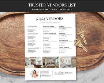 Trusted Vendor List Canva Template | Real Estate Preferred Vendors Flyer | Buyer Resource Guide | Referrals Marketing | Fully Editable, BH1