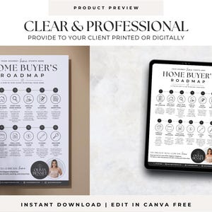 May include: A Home Buyer's Roadmap document displayed in both a printed format and on a digital tablet screen. The document features a step-by-step guide with icons, text, and a circular profile photo of a person labeled Olivia Bennet.