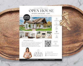 Real Estate Open House Flyer, Editable Canva Template, Property Marketing Tool Sheet, Luxury Modern Home Listing, Printed or Digital BH1