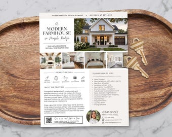 Real Estate Property Flyer Canva Template | Editable Listing Marketing Flyer | Real Estate Open House Brochure | Luxury Property Flyer BH1