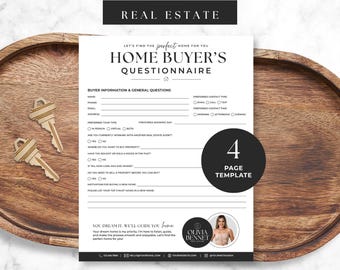 Home Buyer Questionnaire Canva Template, Real Estate Buyer Consultation Form, Client Intake Form, Agent Marketing Tool, Fully Editable BH1