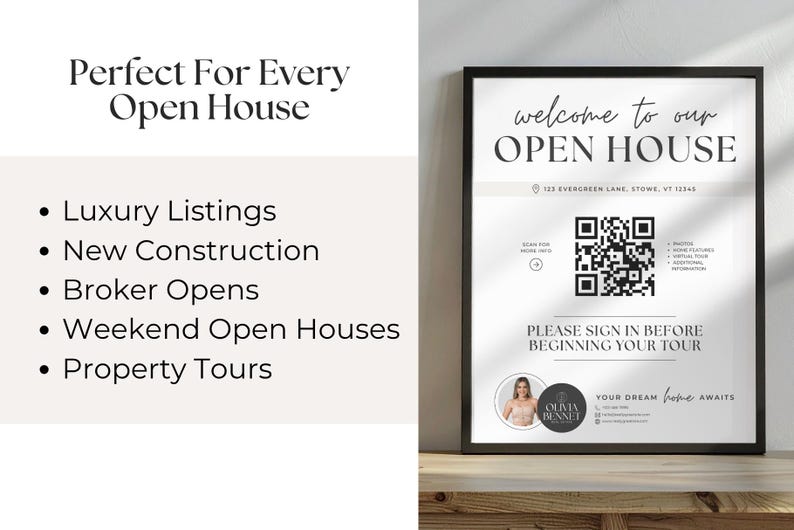 Pacote de Apresentação de Imóveis em Canva | Lista de Presença, Placa de Boas-Vindas com Código QR, Flyer do Imóvel e Formulário de Feedback | Kit de Marketing Imobiliário BH1 imagem 7