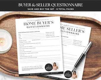 Home Buyer & Seller Questionnaire Bundle Canva Template | Real Estate Client Intake Forms | Buyer Consultation and Seller Questionnaire BH1