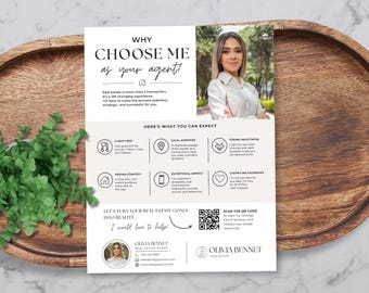 Real Estate Agent Introduction Flyer Canva Template | Why Choose Me Marketing Flyer | Agent Bio Flyer | Editable Agent Promotion Sheet BH1