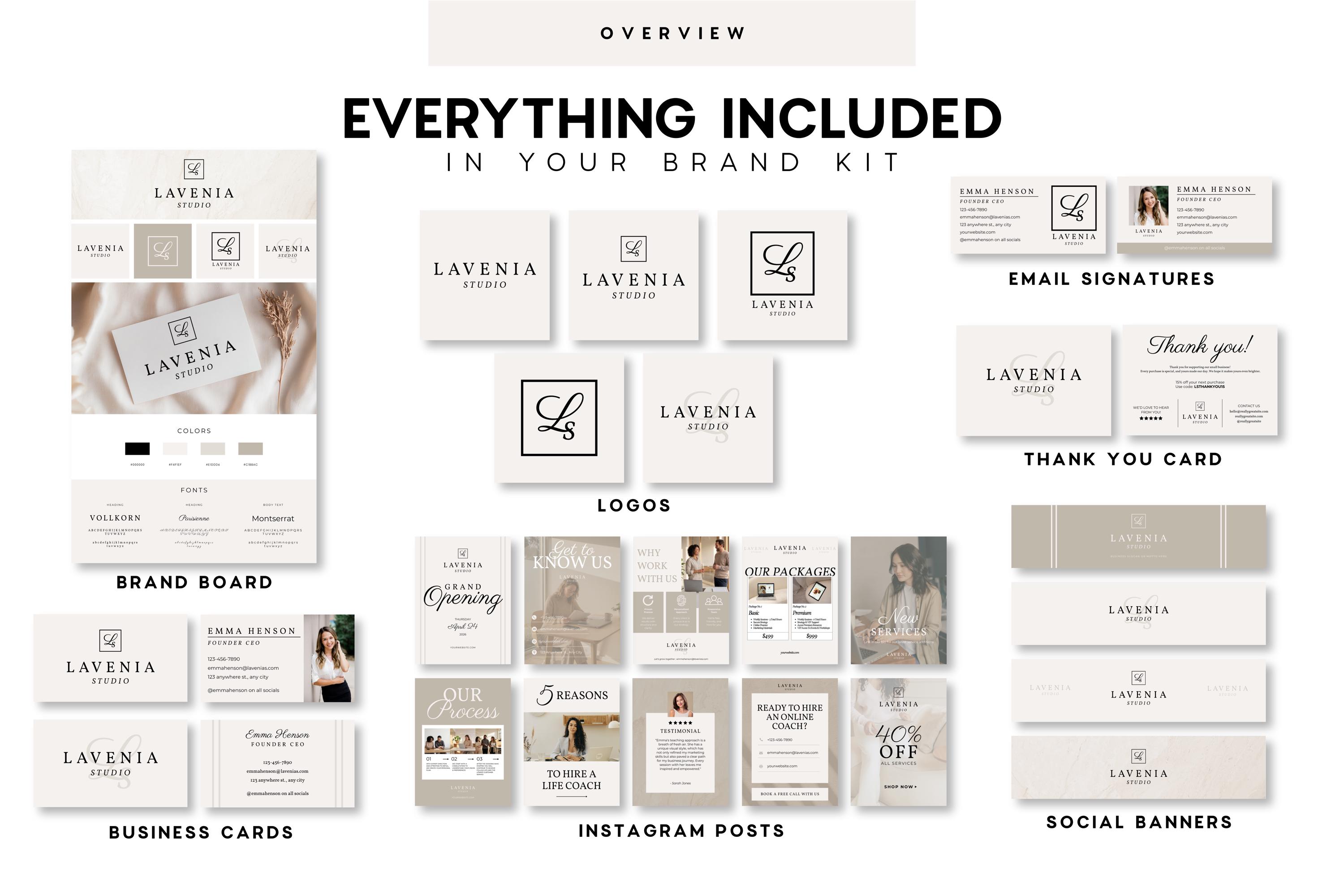 Minimalist Brand Kit Canva Template | Logo Kit, Social Media Templates ...
