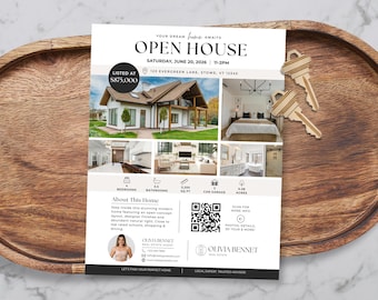 Real Estate Open House Flyer, Editable Canva Template, Property Marketing Tool Sheet, Luxury Modern Home Listing, Printed or Digital BH1