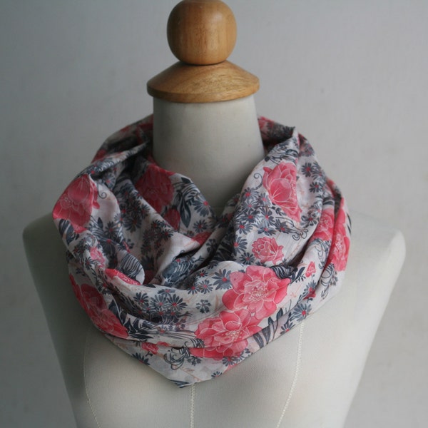bufanda floral - flores de durazno bufanda - bufanda infinity - lazo bufanda