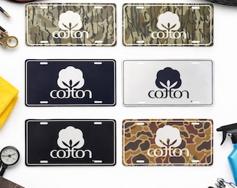 Placa de matrícula minimalista de algodón, placa de coche con estampado de camuflaje, letrero estético blanco y negro, decoración de aluminio para automóviles