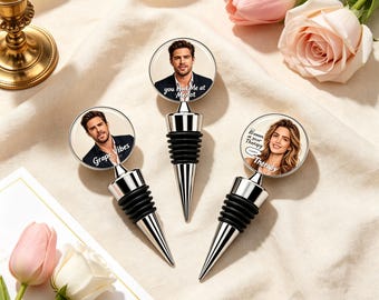Custom Photo Wine Stopper, Personalized Zinc Alloy Bottle Stopper, Unique Anniversary Wedding Gift for Wine Lovers