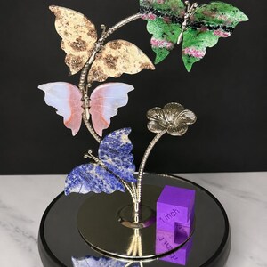 Crystal Butterfly Sphere Holder | Metal Gemstone Ball Display Stand Stand 3