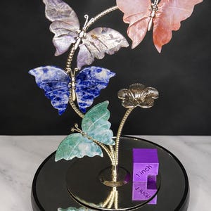 Crystal Butterfly Sphere Holder | Metal Gemstone Ball Display Stand Stand 2
