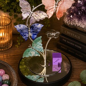Crystal Butterfly Sphere Holder | Metal Gemstone Ball Display Stand afbeelding 4