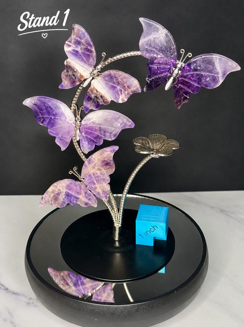 Crystal Butterfly Sphere Holder | Metal Gemstone Ball Display Stand Stand 1