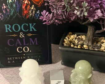 Jade Octopus Crystal Carving | White or Green Jade Sea Creature