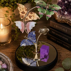 Crystal Butterfly Sphere Holder | Metal Gemstone Ball Display Stand afbeelding 6