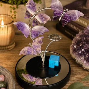 Crystal Butterfly Sphere Holder | Metal Gemstone Ball Display Stand afbeelding 2