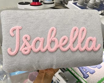 Besticktes Sweatshirt mit besticktem Namen, benutzerdefinierter Chenille Patch-Hoodie, Geschenk für sie