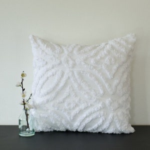 White chenille pillow cover