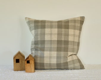 Grey/Oatmeal Plaid Pillow Cover