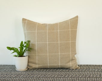 Tan Plaid Pillow Cover
