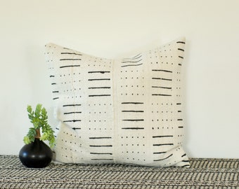 Off white with black mudcloth Pillow Cover