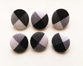 Spell Color Black and White Fabric Cover Button Shank Carft Sew Button 22mm