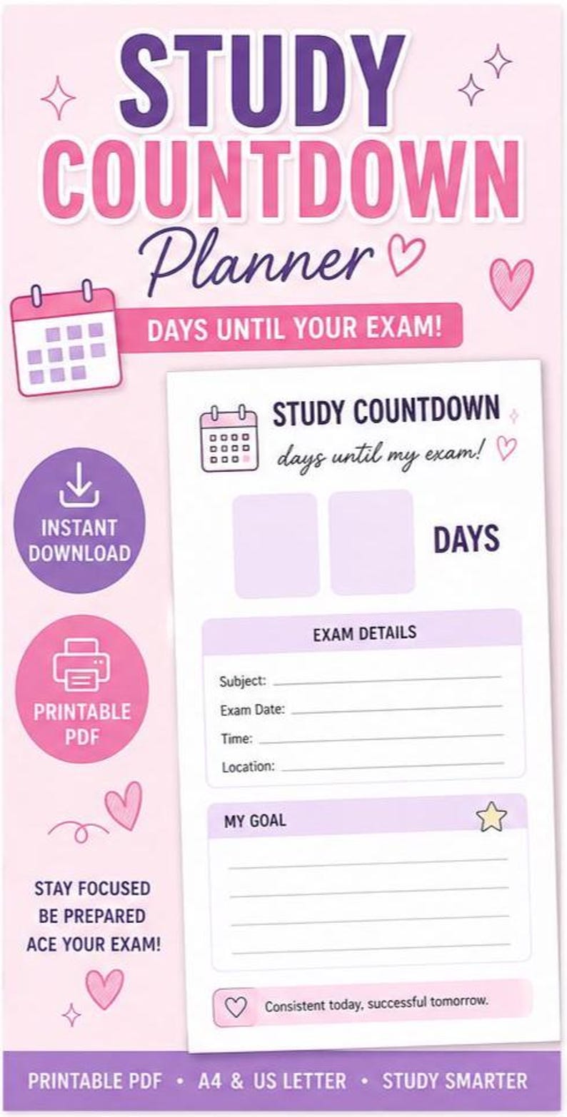 Study Checklist Printable | Exam Topic Tracker | Student Study Planner ...
