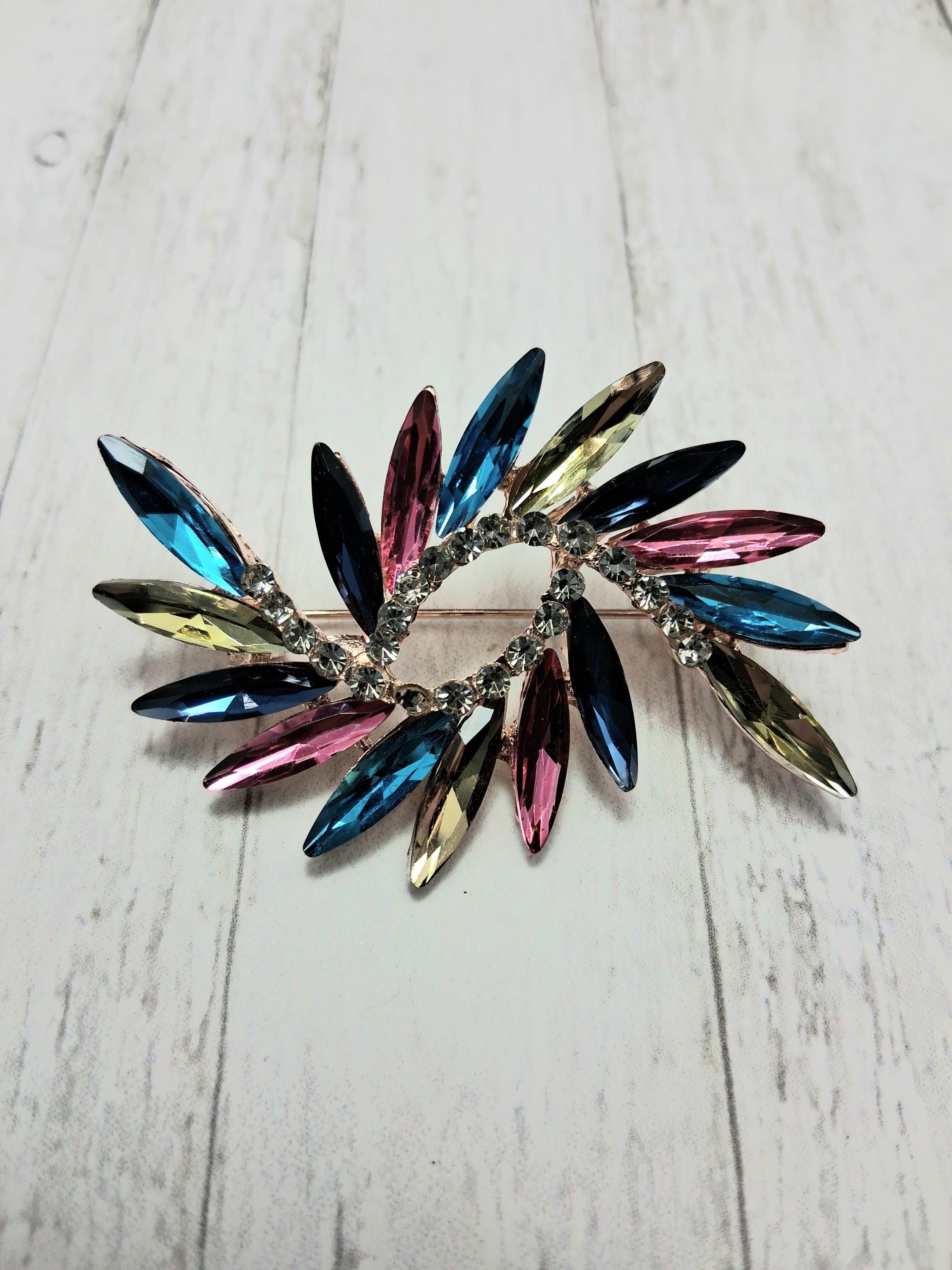 2インチのカラフルなスパイラルクリスタル渦巻きブローチピン