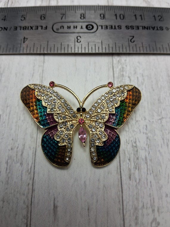2インチのカラフルなパッチワークの蝶のブローチ、ピン、ジュエリー
