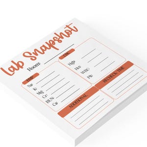 Lab Snapshot Nurse Sticky Notes | CBC BMP Lab Values Notepad | ICU Nurse Report Notes | Nursing Clinical Reference | 3x3 Post-it® Pad