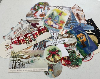 25 Pieces Christmas Card Pack, Bits Pieces, Variety, Angels, Kids, Animals, Journals, Ephemera,  Paper Lot 723