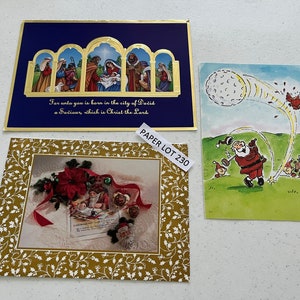 12 Mixed Christmas Card Pack, Used, Fronts Only, Snowmen, Nativity, Santa, Shepherds, Wise Men, Animals Journals, Ephemera, Paper Lot 230 image 3