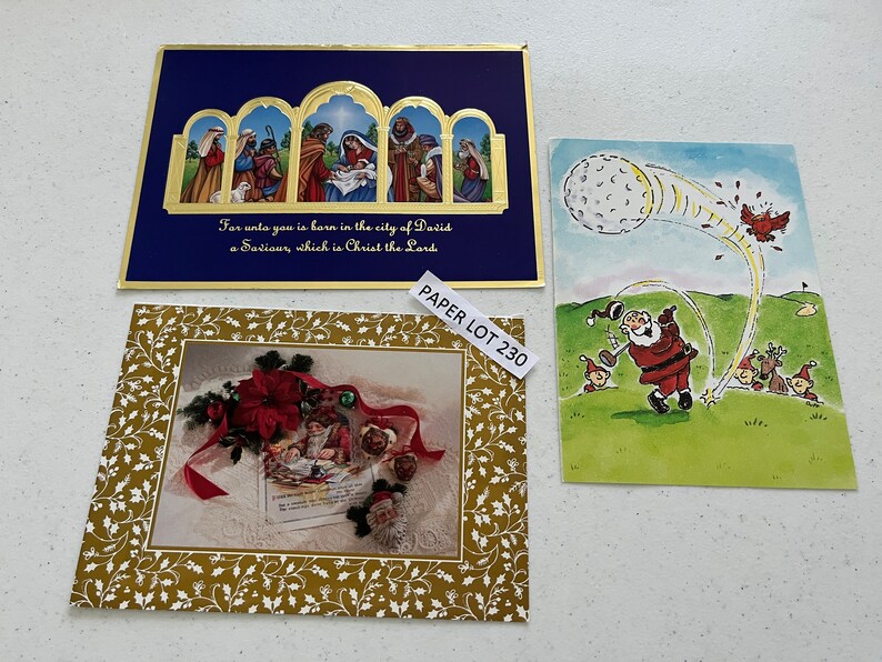 12 Mixed Christmas Card Pack, Used, Fronts Only, Snowmen, Nativity, Santa, Shepherds, Wise Men, Animals Journals, Ephemera, Paper Lot 230 image 3