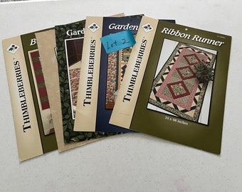 5 Vintage Thimbleberries Quilt Patterns, Garden Collection/Garden Glory/Garden Village/Ribbon Runner/Birds in Flight, Lynette Jensen,  Lot 2