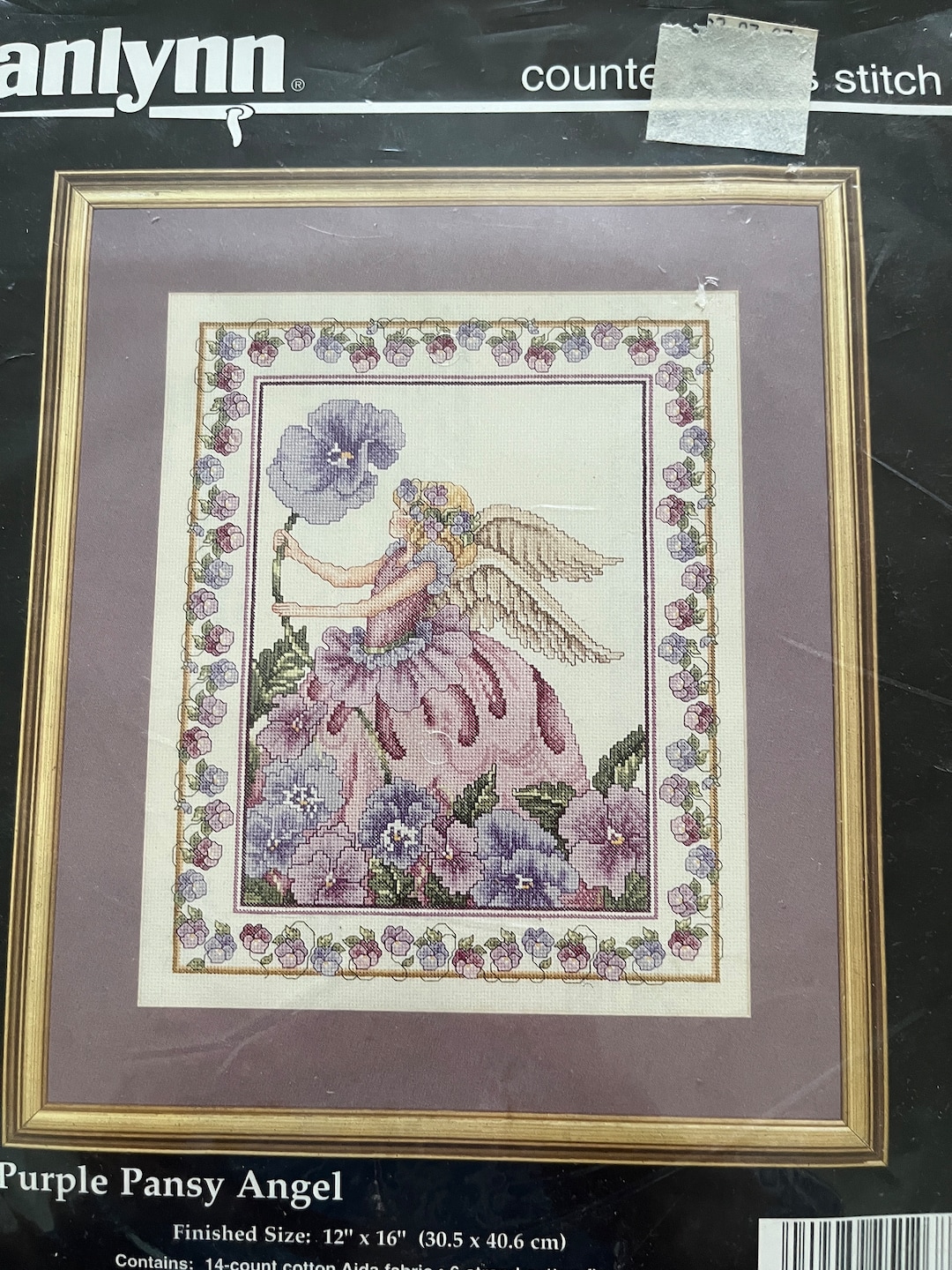 Vintage 1995 Purple Pansy Angel, Counted Cross Stitch Kit, Donna