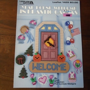 Vintage 1992 Year Round Welcome in Plastic Canvas, Leisure Arts Leaflet 1429, 19 Designs by Jack Peatman for LuvLee Designs