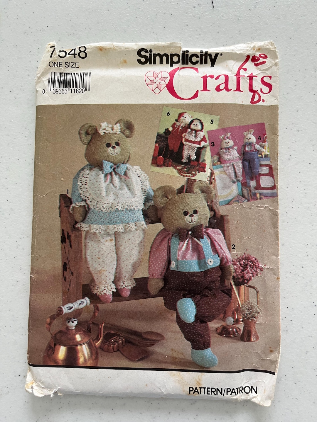 Vintage 1991 Simplicity Crafts Pattern 7548: Dressed Animal Dolls - Etsy