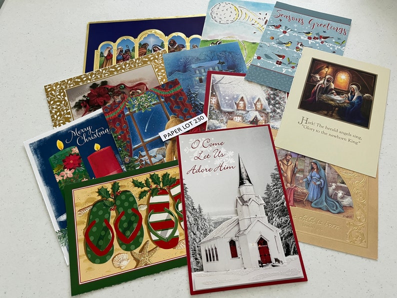 12 Mixed Christmas Card Pack, Used, Fronts Only, Snowmen, Nativity, Santa, Shepherds, Wise Men, Animals Journals, Ephemera, Paper Lot 230 image 1