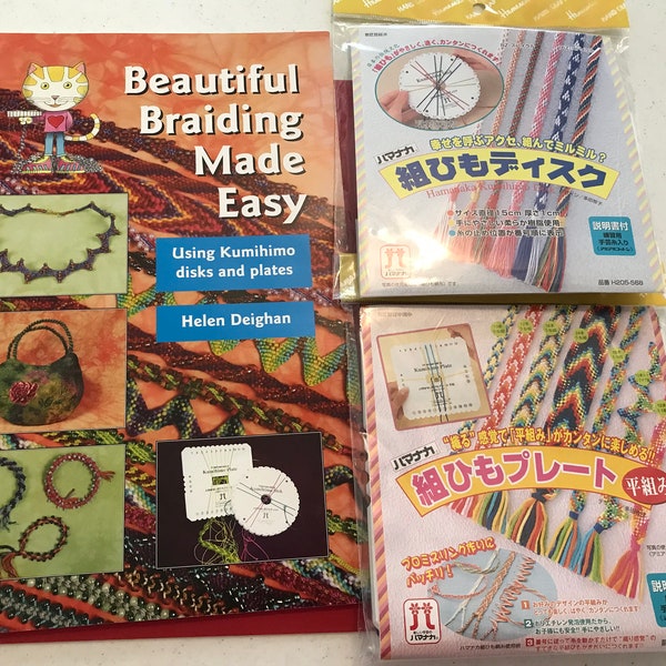 2006 Beautiful Braiding Made Easy, Book, Plus Hamanaka Kumihimo Disk and Plate (NIP), by Helen Deighan