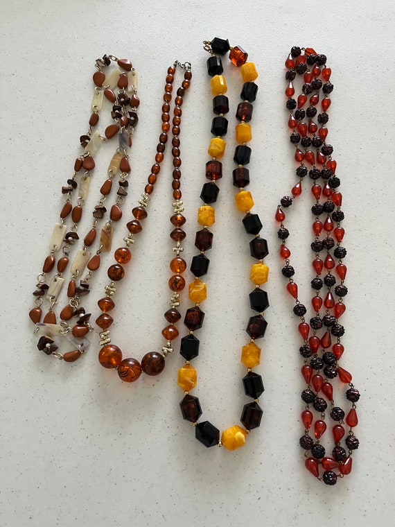 Lot of 4 Beaded Necklaces, Retro, Wear or Repurpos